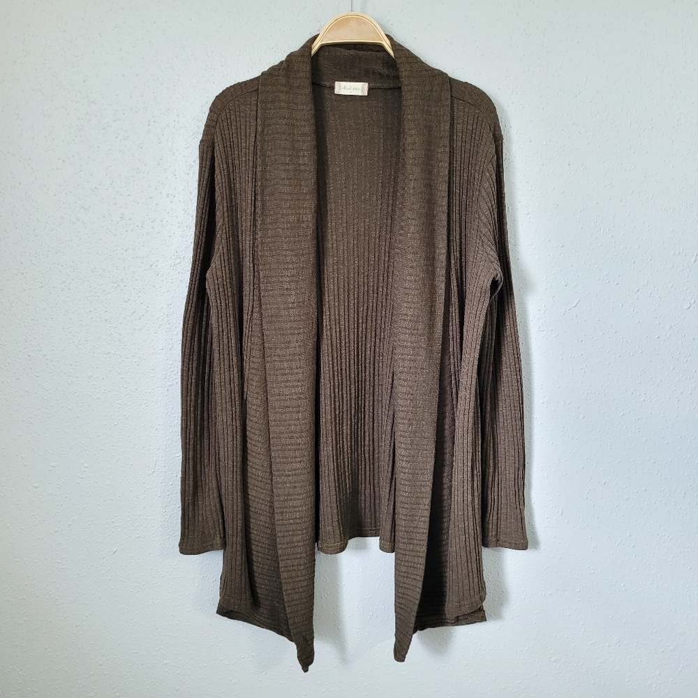 Altar'd State Ribbed Olive Green Shawl Collar Cardigan Size Medium